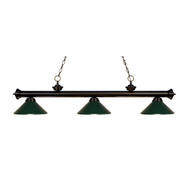 Z-Lite 14" Riviera Steel Bronze 3 Light Billiard Light image