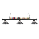 Z-Lite 14" Shark Clear Ribbed and Brushed Nickel 3 Light Billiard Light image 1