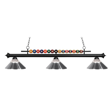 Z-Lite 14" Shark Clear Ribbed and Brushed Nickel 3 Light Billiard Light image 1