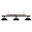 Z-Lite 14" Shark Clear Ribbed and Brushed Nickel 3 Light Billiard Light image 2