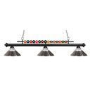 Z-Lite 14" Shark Clear Ribbed and Brushed Nickel 3 Light Billiard Light image