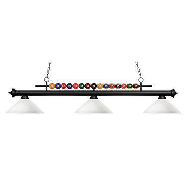 Z-Lite 14" Shark Glass Matte Black 3 Light Billiard Light image