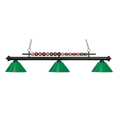 Z-Lite 14" Shark Green 3 Light Billiard Light image
