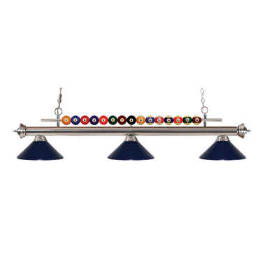 Z-Lite 14" Shark Steel Brushed Nickel 3 Light Billiard Light image 2