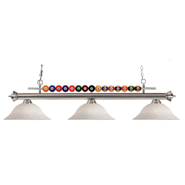 Z-Lite 16" Shark Glass White Mottle 3 Light Billiard Light image