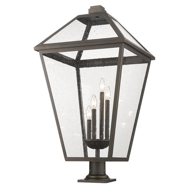 Z-Lite 19.5" Talbot Glass 4 Light Outdoor Pier Mounted Fixture image 1