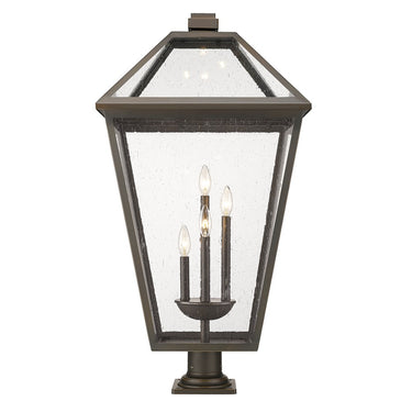 Z-Lite 19.5" Talbot Glass 4 Light Outdoor Pier Mounted Fixture image 3