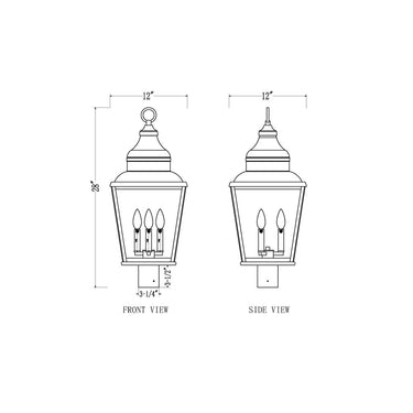Z-Lite 28" High Raphael 3 Light Outdoor Post Mount Fixture image 5