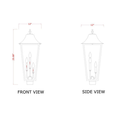 Z-Lite 30" High Gannon 3 Light Outdoor Post Mount Fixture image 5