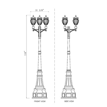 Z-Lite 31.5" Davina 3 Light Outdoor Post Mounted Fixture image 7