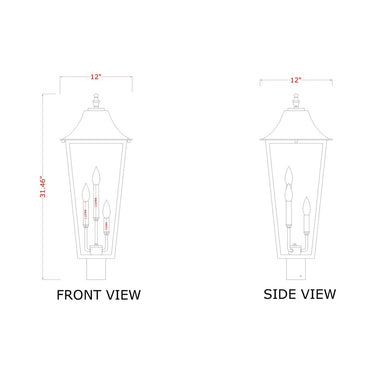 Z-Lite 31.5" High Gannon 3 Light Outdoor Post Mount Fixture image 5