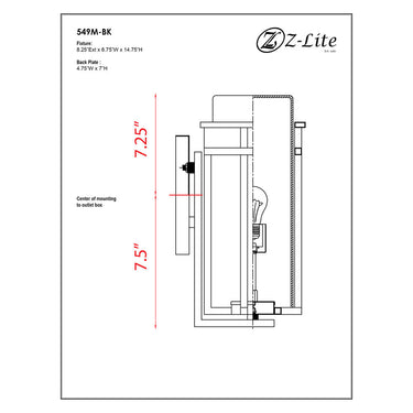 Z Lite Abbey 1 Light 14" Outdoor Wall Light 1