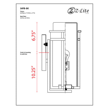 Z Lite Abbey 1 Light 17" Outdoor Wall Light 1