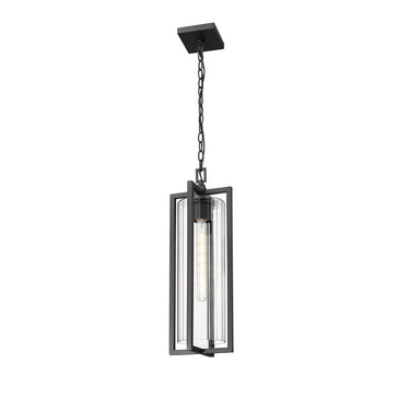 Z Lite Almet 1 Light Outdoor Chain Mount Ceiling Fixture in Clear Ribbed Shade 1