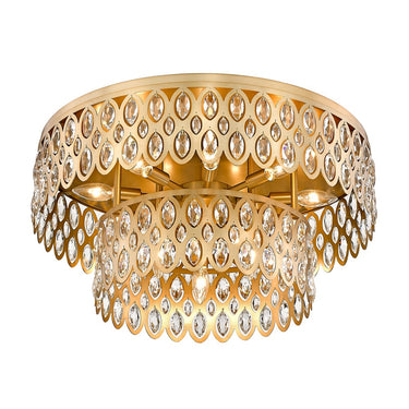 Z-Lite Almet 12 Light Flush Mount in Heirloom Brass Finish 1