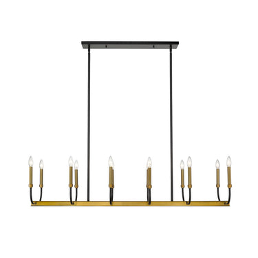 Z-Lite Almet 14.5" 12 Light Linear Chandelier in Matte Black + Olde Brass Finish 1