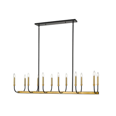 Z-Lite Almet 14.5" 12 Light Linear Chandelier in Matte Black + Olde Brass Finish 2