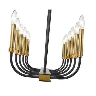 Z-Lite Almet 14.5" 12 Light Linear Chandelier in Matte Black + Olde Brass Finish 3