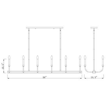 Z-Lite Almet 14.5" 12 Light Linear Chandelier in Matte Black + Olde Brass Finish 7