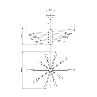 Z-Lite Almet 23.25" Ten Light Chandelier in Matte Black 7