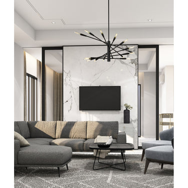 Z-Lite Almet 32" 16 Light Chandelier in Matte Black Finish 6