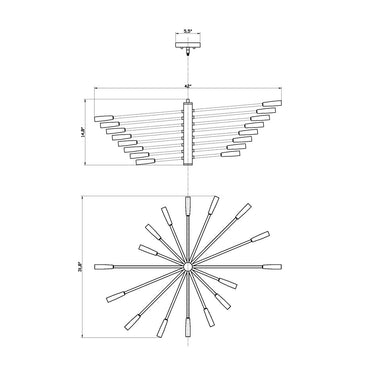 Z-Lite Almet 32" 16 Light Chandelier in Matte Black Finish 7