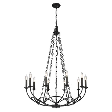 Z-Lite Almet 33" 10 Light Chandelier in Matte Black Finish 1