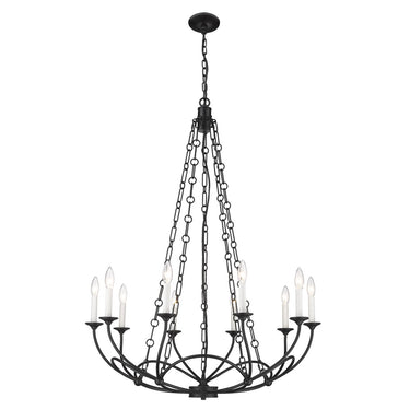 Z-Lite Almet 33" 10 Light Chandelier in Matte Black Finish 2