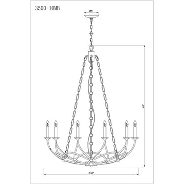 Z-Lite Almet 33" 10 Light Chandelier in Matte Black Finish 7