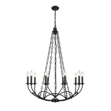 Z-Lite Almet 33" 10 Light Chandelier in Matte Black Finish 