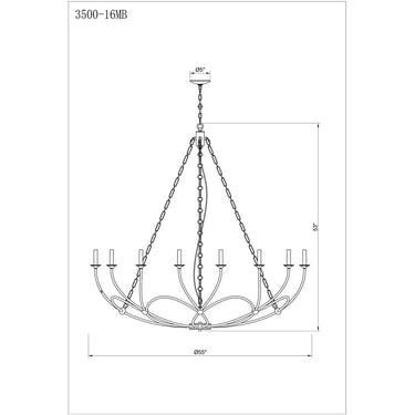 Z-Lite Almet 55" 16 Light Chandelier in Matte Black Finish 7