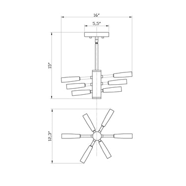 Z Lite Almet 6 Light Semi Flush Mount 7