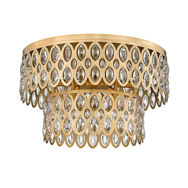 Z-Lite Almet 9 Light Flush Mount in Heirloom Brass Finish 4