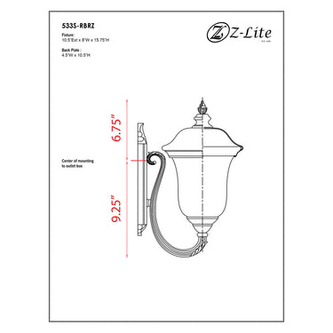Z Lite Armstrong 1 Light 15" Outdoor Wall Light - 533S 3