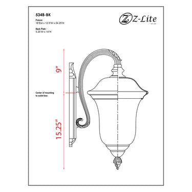 Z Lite Armstrong 3 Light 24" Outdoor Wall Light - 534B 1