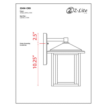 Z Lite Aspen 1 Light 13" Outdoor Wall Light 3