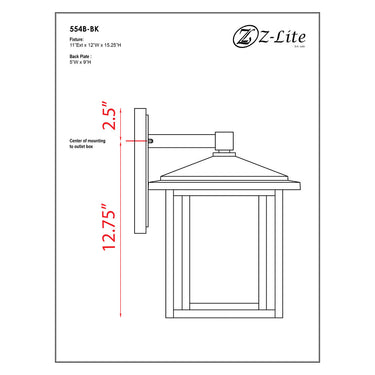 Z Lite Aspen 1 Light 15" Outdoor Wall Light 2