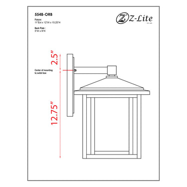 Z Lite Aspen 1 Light 15" Outdoor Wall Light 4