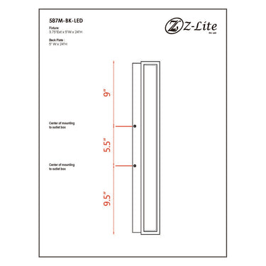 Z Lite Baden 1 Light 24" High Outdoor Wall Light 7