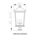 Z Lite Beacon 4 Light 33" Outdoor Pier Mounted Fixture 7