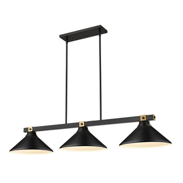Z Lite Bronte 3 Light 8" Billiard in Matte Black Finish 