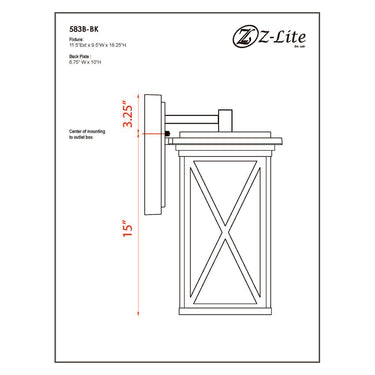 Z Lite Brookside 1 Light 18" Outdoor Wall Light 7