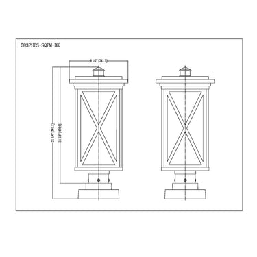 Z Lite Brookside 1 Light 21" Outdoor Pier Mounted Fixture - 583PHBS-SQPM-BK 7