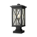 Z Lite Brookside 1 Light 21" Outdoor Pier Mounted Fixture - 583PHBS-SQPM-BK 