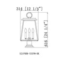 Z Lite Broughton 4 Light 24" Outdoor Pier Mounted Fixture - 521PHBR-533PM-BK 7