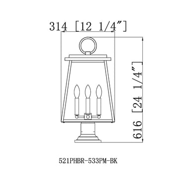 Z Lite Broughton 4 Light 24" Outdoor Pier Mounted Fixture - 521PHBR-533PM-BK 7