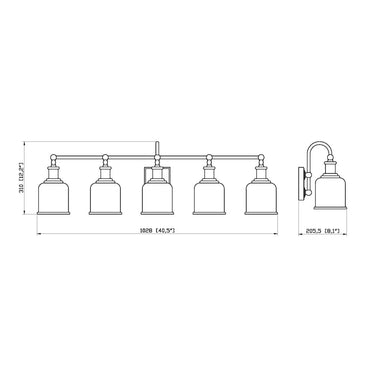 Z Lite Bryant 5 Light Vanity Wall Sconce-733-5V-MB 7