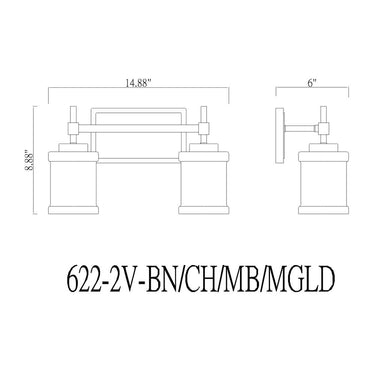 Z-Lite Cadoc 2 Light Vanity Wall Sconce 7