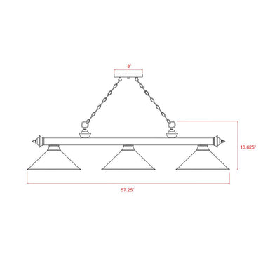 Z-Lite Cordon Three Light Billiard - 2306-3-BILL-ARCSHADE 6