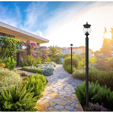 Z-Lite Davina 3 Light 94" High Outdoor Post Mounted Fixture - 5016PHMR-5012P-BK 5